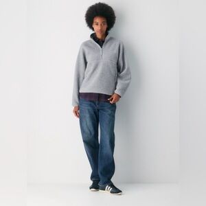 Aritzia Light Gray Half-Zip Sherpa Pullover